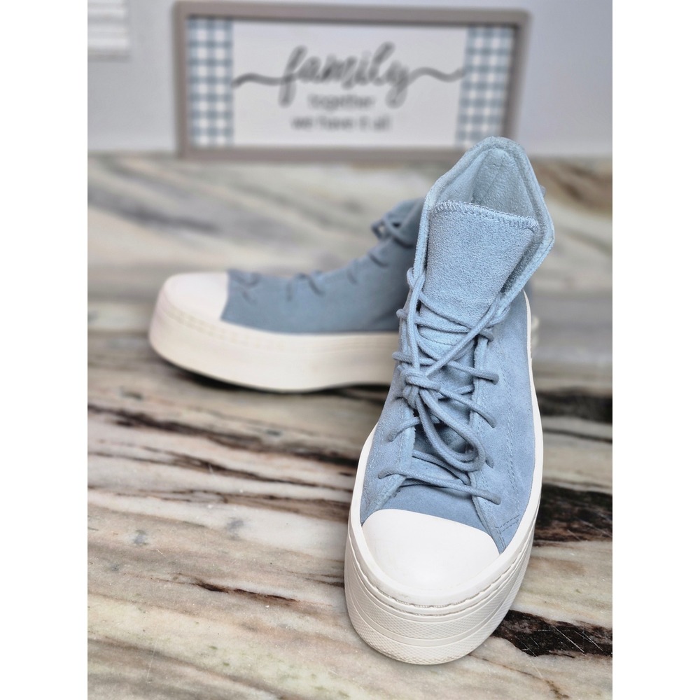 Converse Chuck Taylor All Star Move Blue Suede High Top Platform Womens 9